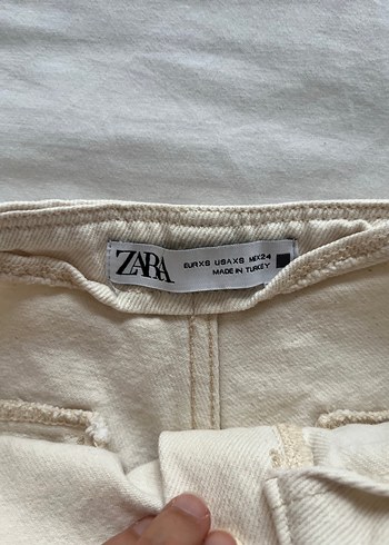 Zara Beyaz Pamuklu Mini Şort - Görsel 4