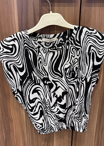 Zebra Desenli vatkalı Kadın Bluz