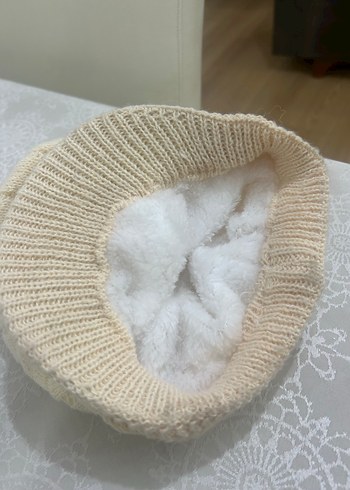 Bej Örgü Kadın Bere Şapka - Görsel 3