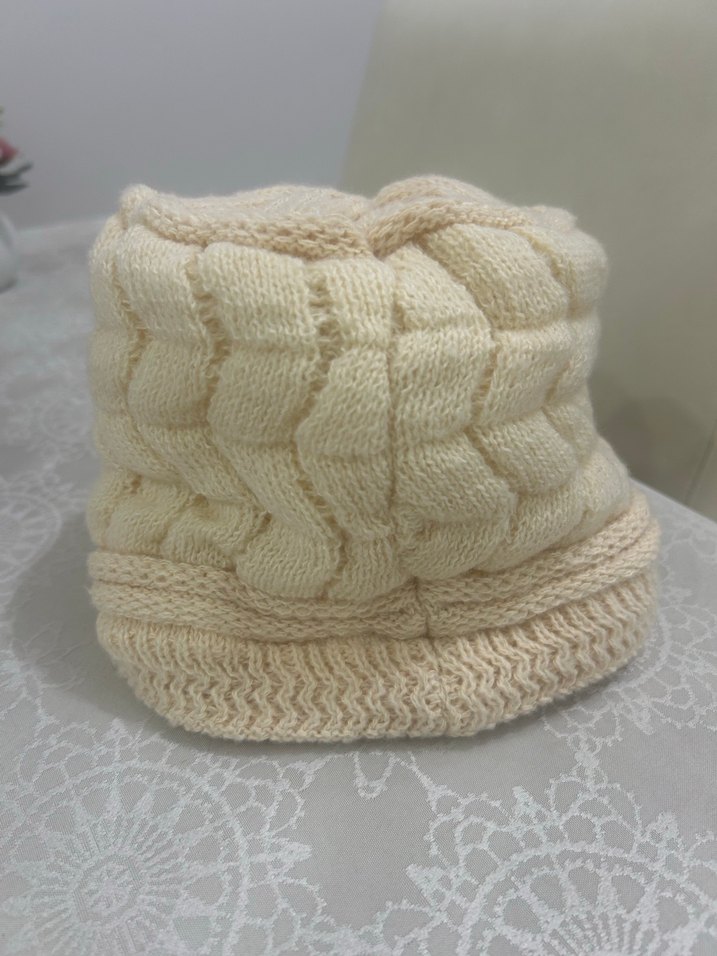 Bej Örgü Kadın Bere Şapka - Görsel 2