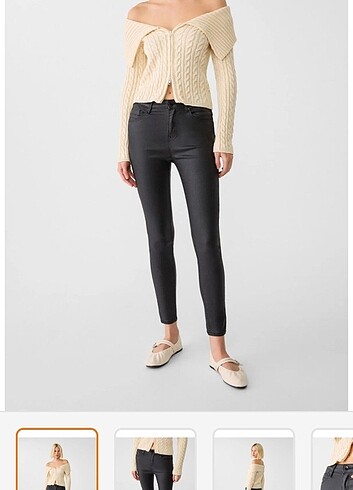 Stradivarius Mumlu görünümlü yüksek bel pantolon