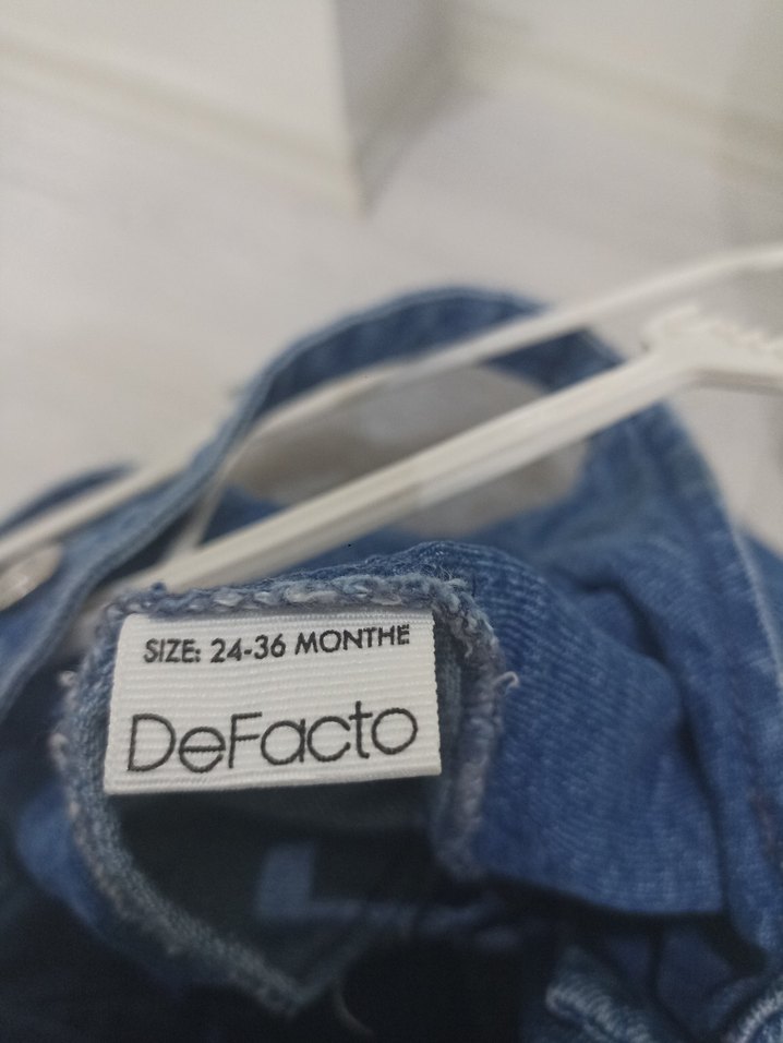 Nakışlı Mavi Kız Kot Salopet - Görsel 2