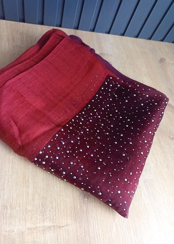 Bordo Payetli degrade şal - Görsel 2