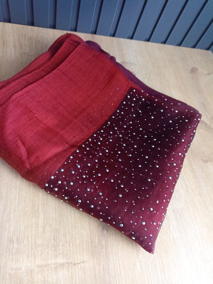 Bordo Payetli degrade şal - Görsel 2