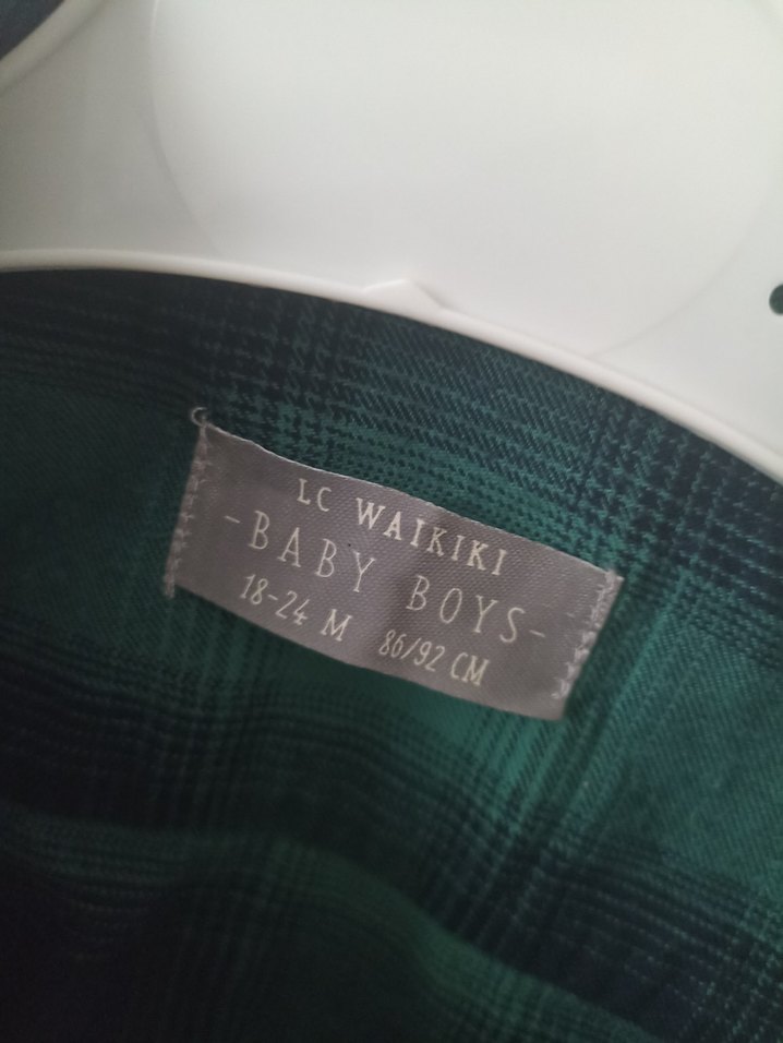 Erkek Çocuk Yeşil Düğmeli Uzun Kollu Gömlek - Görsel 2