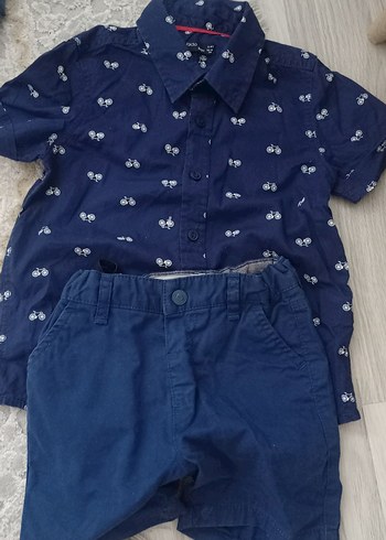 LC Waikiki Düğmeli Lacivert Erkek Bebek Kısa Kollu Takım