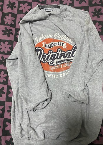 Gri Baskılı Kadın Sweatshirt