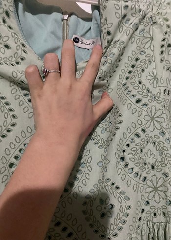 Bohem Nakışlı Uzun Dantel Elbise - Görsel 2