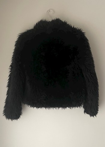 Siyah Kürklü Uzun Kollu Kadın Kaban - Görsel 3