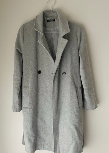 Gri Midi Kadın Kaban Notch Yaka - Görsel 2