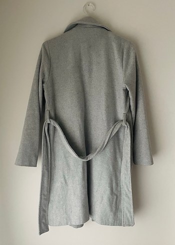 Gri Midi Kadın Kaban Notch Yaka - Görsel 3