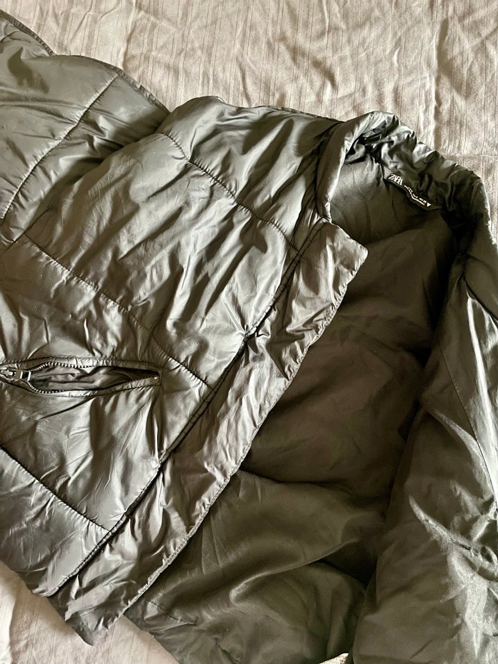 Kadın Siyah Kısa Fermuarlı Mont - Görsel 5