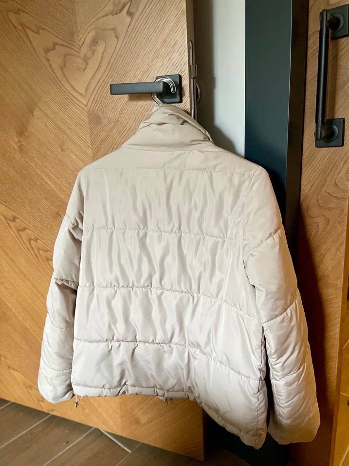 Bej Kadın Midi Mont, Uzun Kollu, Sokak Stili - Görsel 2