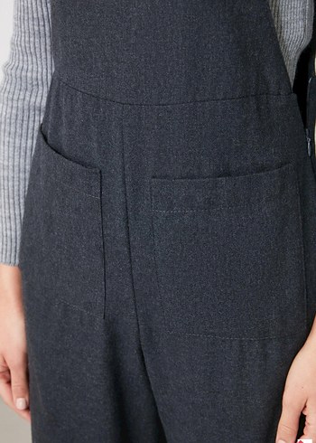 Trendyol Gri Antrasit Triko Cepli Tulum Salopet - Görsel 8