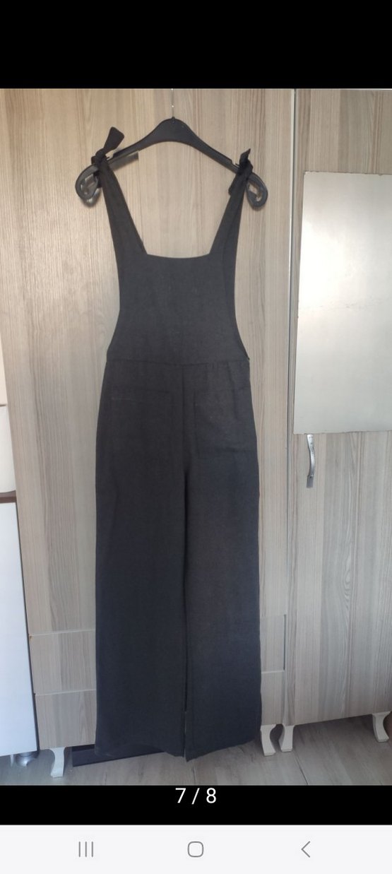 Trendyol Gri Antrasit Triko Cepli Tulum Salopet - Görsel 2