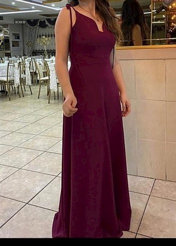 Askılı Maxi Boy Krep Kumaş Abiye Elbise - Görsel 4