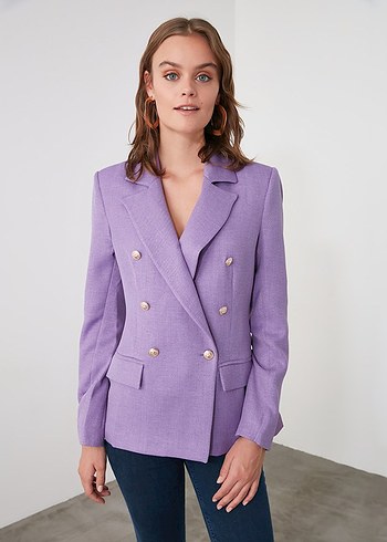 Trendyol Lila Mor Blazer Ceket - Görsel 9