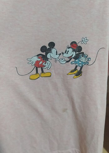s Beden pembe Renk ikili pembe Baskılı Kısa Kollu Tişört