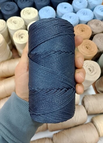 Lacivert Polyester Makrome İpi 2 mm 200 gr