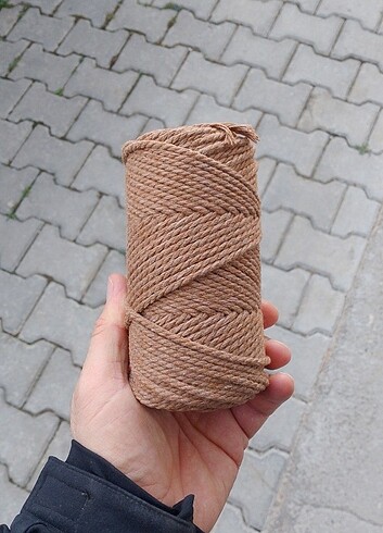 Makrome İpi Taba 3 mm 3 Büküm Burgulu