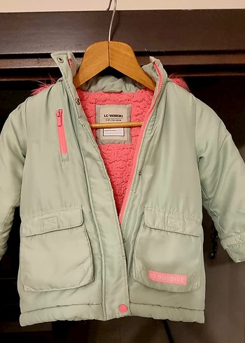 LC Waikiki Lcw kız Çocuk Gri Nakışlı Kürklü Mont