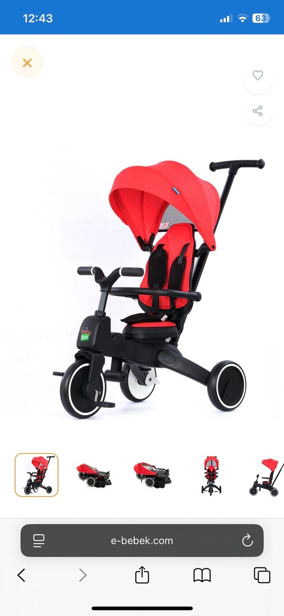 Babytoys Kırmızı Üç Tekerlekli Çocuk Bisikleti - Görsel 2