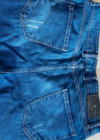 Düğmeli Regular Fit Mavi erkek  Kot Pantolon - Görsel 5