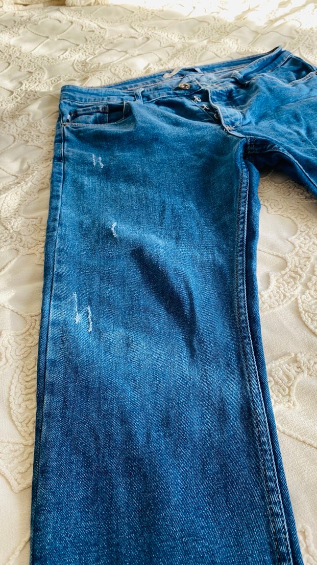 Düğmeli Regular Fit Mavi erkek  Kot Pantolon - Görsel 2