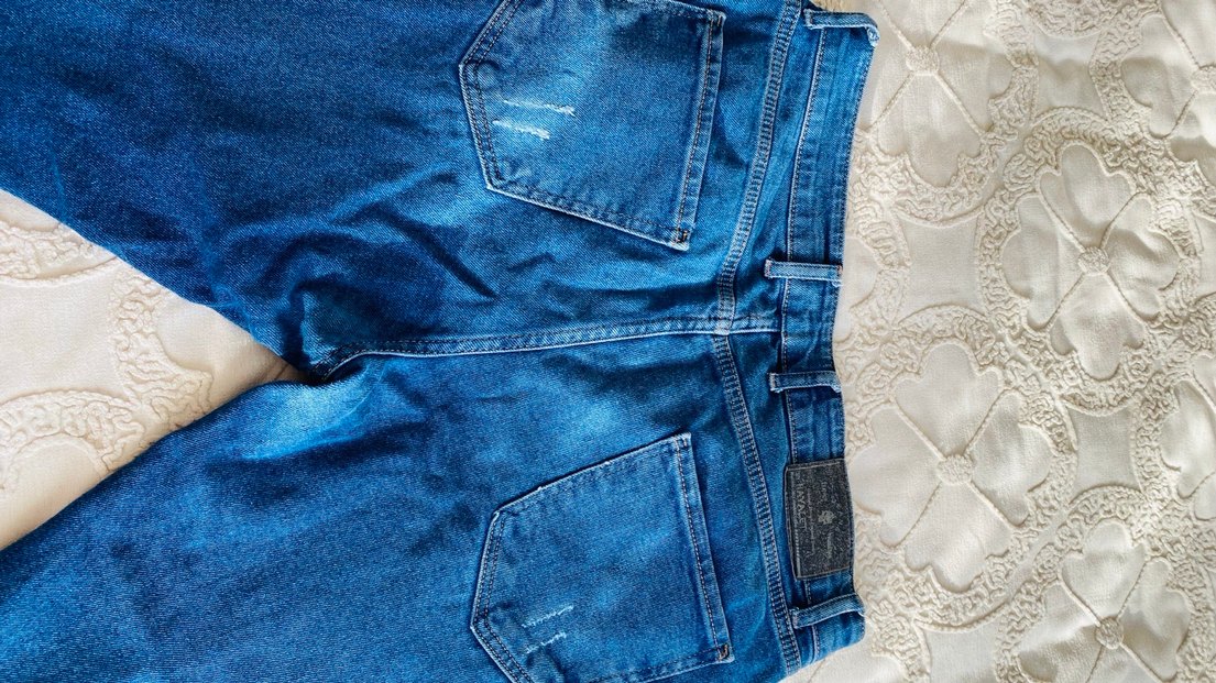 Düğmeli Regular Fit Mavi erkek  Kot Pantolon - Görsel 5