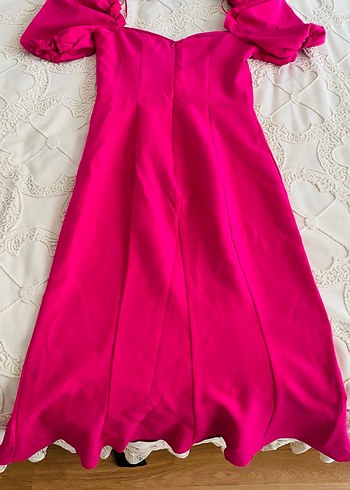 Pembe Straplez Uzun Kadın Elbise - Görsel 4