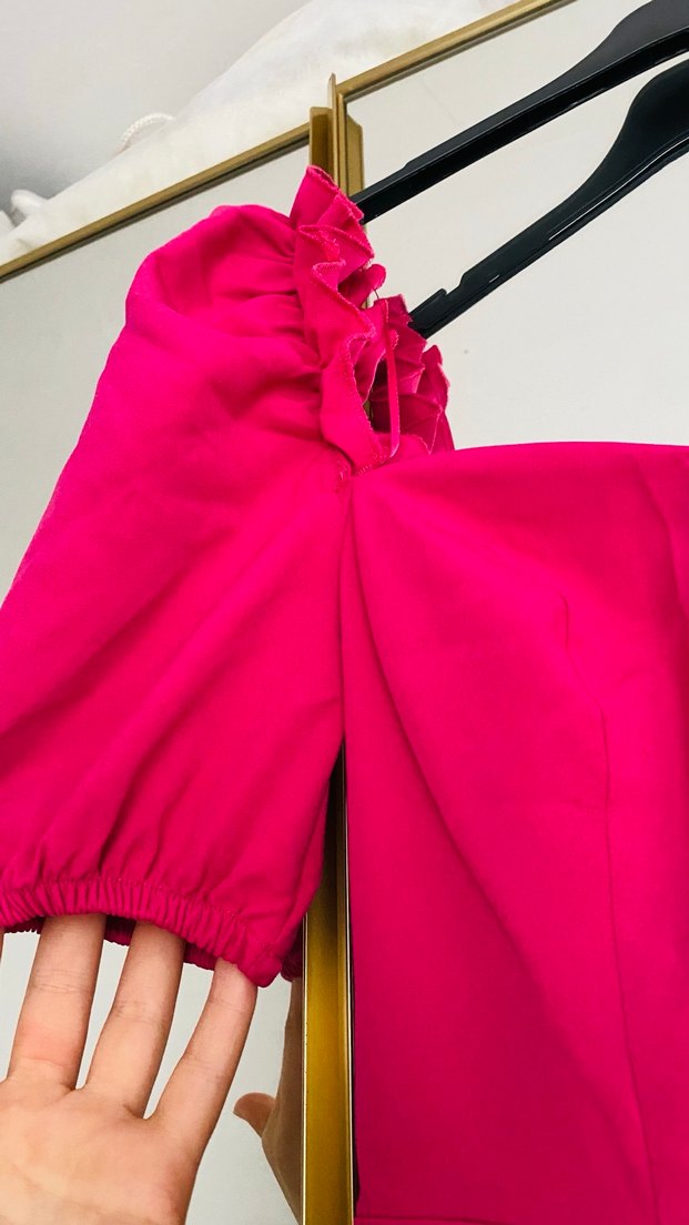 Pembe Straplez Uzun Kadın Elbise - Görsel 3