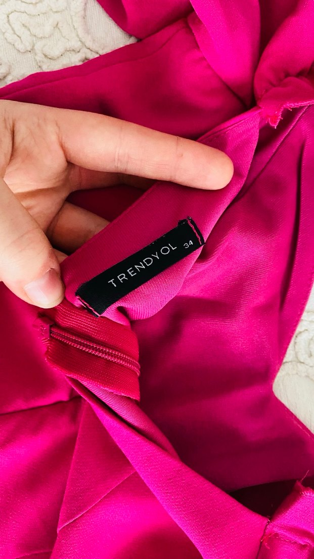 Pembe Straplez Uzun Kadın Elbise - Görsel 5