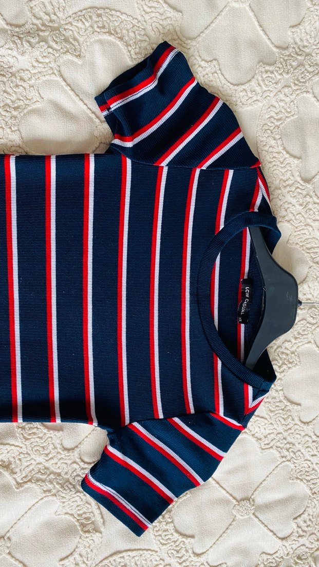 Çizgili, Uzun, Dar Kesim Kadın Elbise - Görsel 2