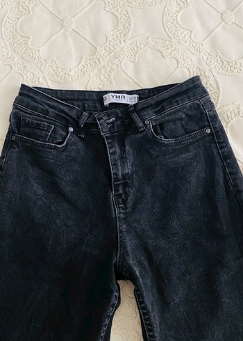 Siyah Laced Normal Kesim Kadın Kot Pantolon - Görsel 3