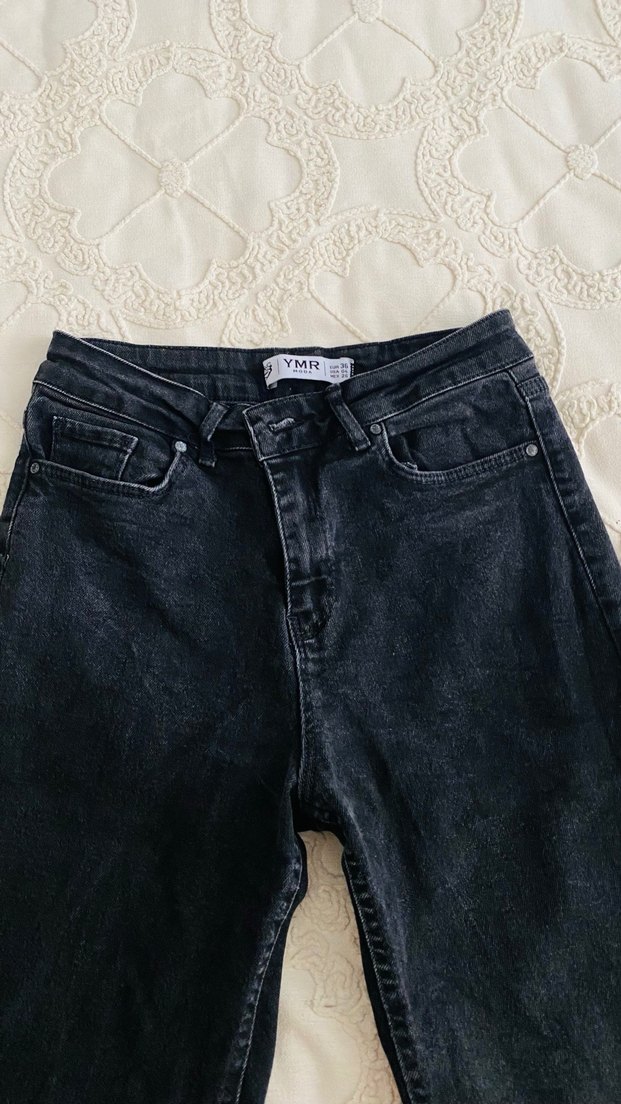 Siyah Laced Normal Kesim Kadın Kot Pantolon - Görsel 3