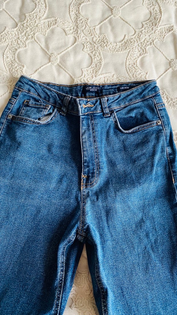 Kadın Lacivert Regular Fit Midi Kot Pantolon - Görsel 3