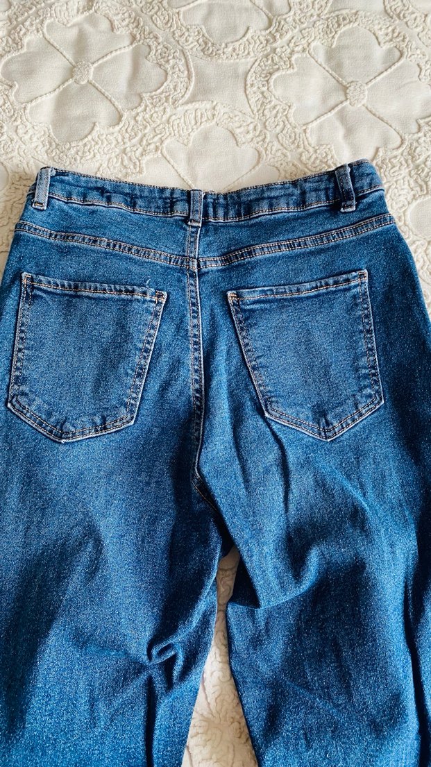 Kadın Lacivert Regular Fit Midi Kot Pantolon - Görsel 4