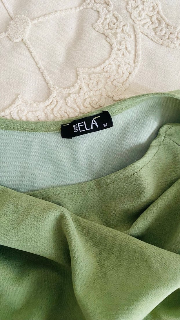 Kadın Haki Uzun Drapeli Abiye Elbise - Görsel 3