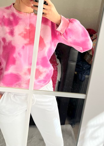 Pembe Batik Desenli Kadın Sweatshirt - Görsel 2