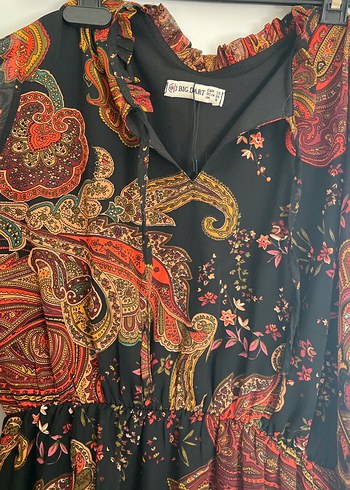 Uzun Kol Bohem Desenli Kadın Elbise - Görsel 3