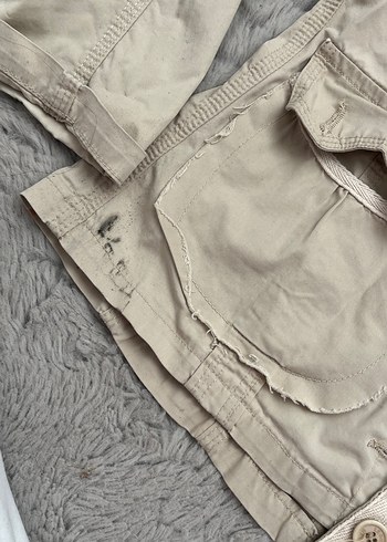 Bej Düğmeli Keten Kadın Ceket - Görsel 3