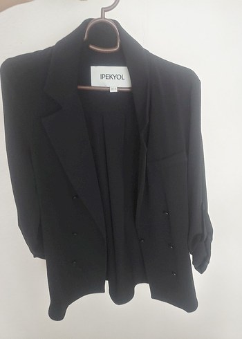 İpekyol Siyah Midi Kadın Blazer Ceket