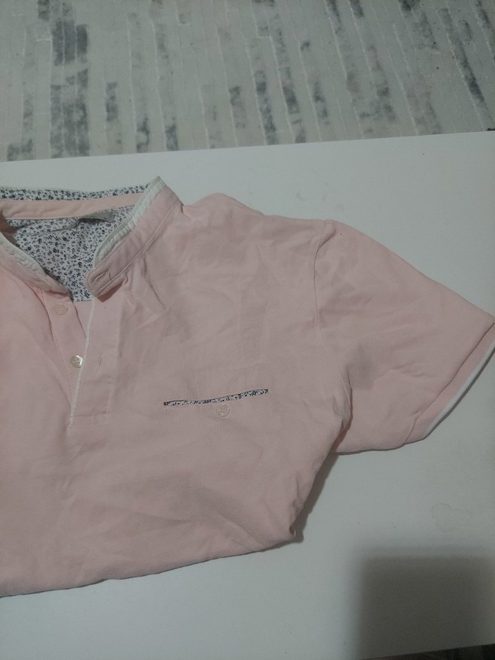 Düğmeli Pembe Pamuklu Erkek Polo Tişört - Görsel 2