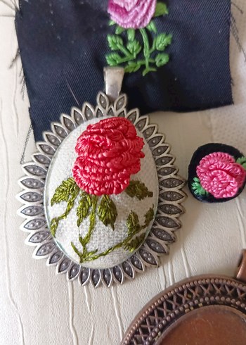 Nakışlı  vintage  Kolye - Görsel 7