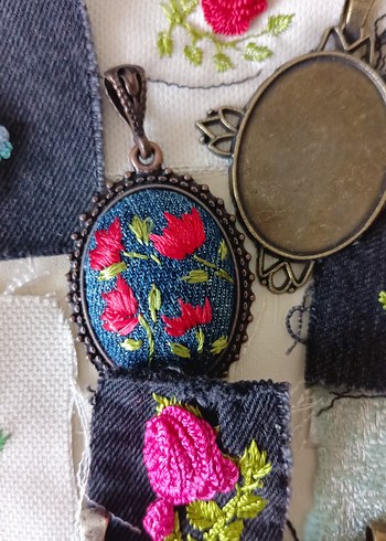 Nakışlı  vintage  Kolye - Görsel 13