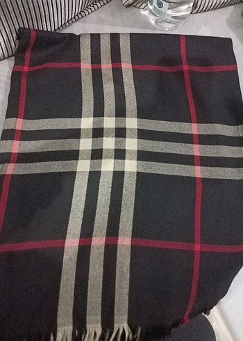 Burberry ekose desen siyah kalın pamuklu şal - Görsel 2