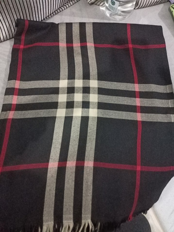 Burberry ekose desen siyah kalın pamuklu şal - Görsel 2