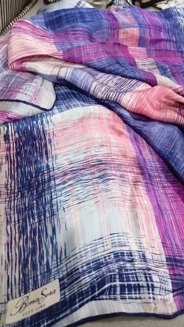 Kadın Çok Renkli ipek karisimli eşarp - Görsel 2