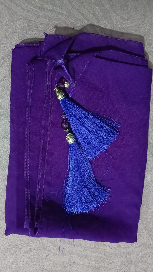 Püsküllü Mor şifon  Kadın Şal - Görsel 2