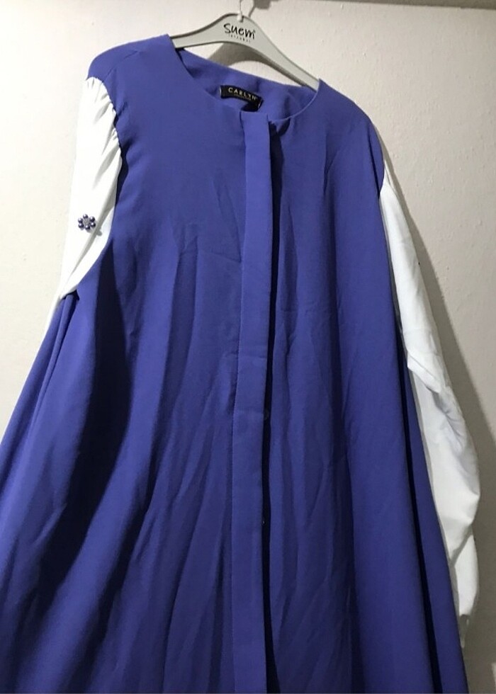 Ciçek desenli balon kol elbise  - Görsel 2